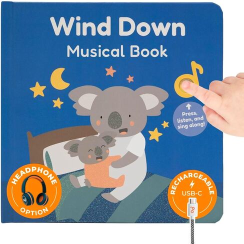 Cali’s Books Wind Down by Courtney English - Calming Bedtime Sound Book for Babies and Toddlers | Expert-Backed Sleep Routine with Soothing Music, USB-C Rechargeable | Interactive Bedtime Baby Book in Kuwait