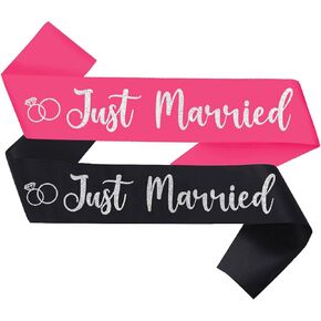 قطعتان من وشاح العروس تو بي ووشاح العريس تو بي وشاح Just Married لحفلات العزوبية لتزيين حفلات الزفاف وهدايا الخطوبة، فضي أبيض in Kuwait