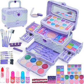 Kids Makeup Kit for Girl - 66 Pcs Washable Makeup Set for Little Girls, Real Cosmetic Set Pretend Play Makeup Toy Beauty Set, Kids Toddler Toys Christmas & Birthday Gift Age 3 4 5 6 7 8 9+ Year Old in Saudi Arabia