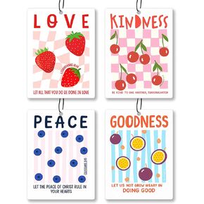 Girly Inspirational Car Air Freshener 4 Pcs - Cute Fruit Strawberry Inspirational Air Freshener Hanging Decor for Cars Closet Drawer Books, Mental Health Car Accessories Mirror Decor for Women in Saudi Arabia