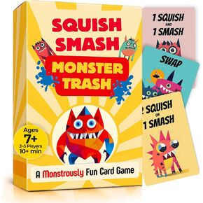 HIBULL Squish Smash Monster Trash - Race to Squish Smash Monsters in a Chaotic Chain-Reaction Card Game | Fun Family Game for Kids & Adults | Travel Friendly | Ages 7+, 2–5 Players, 15 Min Playtime in Saudi Arabia