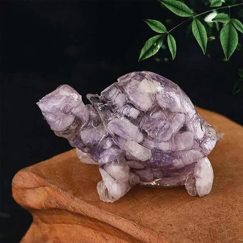 Handcrafted Resin & Shells Turtle Statue Coastal Aquarium Decor with Natural Beach Theme, Zen Home Ornament for Turtle Lovers, Ocean-Themed Collector Gift Purple in Saudi Arabia