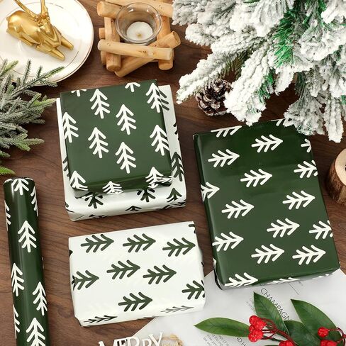 JarThenaAMCS Christmas Wrapping Paper -Mini Roll- 17 In x 32.8 Ft Green Xmas Tree Gift Wrap Paper for Holiday Birthday Party DIY Crafts in Saudi Arabia