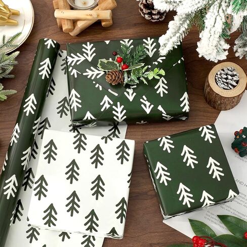 JarThenaAMCS Christmas Wrapping Paper -Mini Roll- 17 In x 32.8 Ft Green Xmas Tree Gift Wrap Paper for Holiday Birthday Party DIY Crafts in Saudi Arabia