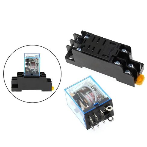 LY2NJ Power Relay DPDT 8 Pin with Socket Base, 10A Coil Electromagnetic Relay, AC 220V DC 12V 24V, HH62P HHC68A-2Z Series (380V DC) in Saudi Arabia