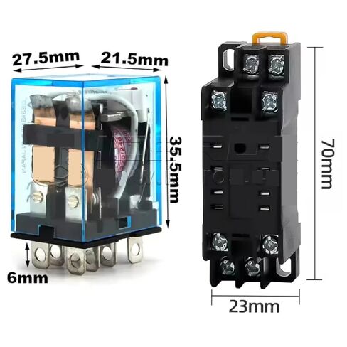 LY2NJ Power Relay DPDT 8 Pin with Socket Base, 10A Coil Electromagnetic Relay, AC 220V DC 12V 24V, HH62P HHC68A-2Z Series (380V DC) in Saudi Arabia