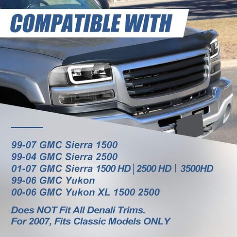 مجموعة المصابيح الأمامية LED DRL من Auto Dynasty متوافقة مع 1999-2007 GMC Sierra 1500-3500 Yukon XL، 4 قطع استبدال المصابيح الأمامية مع مصابيح ممتصة للصدمات، نمط C LED Switchback DRL، غطاء كروم زاوية واضحة in Saudi Arabia