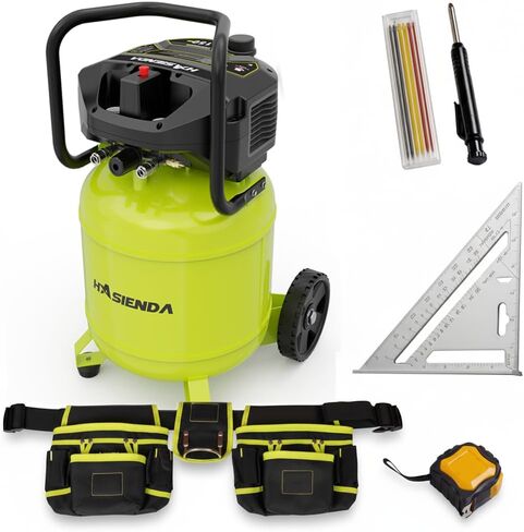 12 Gallon Workshop Air Compressor, 150 PSI Max, Oil-Free Vertical Compressor for Garage & Home, with a Long-Life Brushless Motor for Tire Inflation,Nailing, and Painting (Speed Square Bundle) in Saudi Arabia
