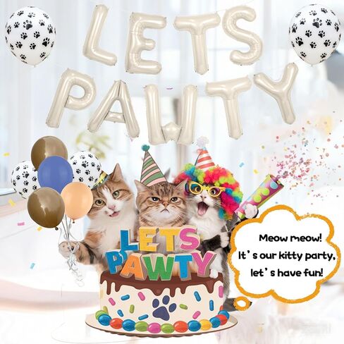 مجموعة بالونات Paready Lets Pawty Dog، 19 قطعة مقاس 40.64 سم، لافتة بالونات من رقائق الفويل باللون الكريمي، باللون الأزرق البني والبرتقالي، بالون مطبوع من اللاتكس لتزيين حفلات أعياد ميلاد الكلاب الأليفة in Kuwait