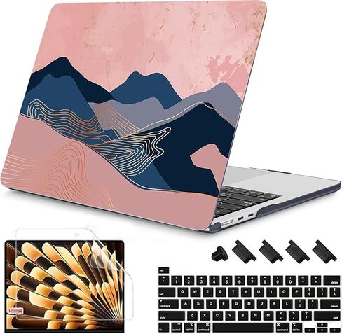 RuiHe.C Compatible with MacBook Pro 16 inch Case 2020-2019 Release,Model A2141, with Touch Bar Touch ID, Plastic Hard Shell Case & Screen Protector & Keyboard Cover-Mountain peak3 in Saudi Arabia