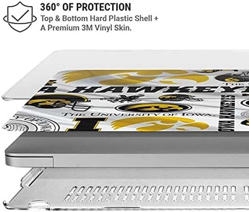 حافظة Skinit + غلاف متوافق مع جهاز MacBook Air 13in M1 (2021) - تصميم نمط Iowa Hawkeyes المرخص رسميًا in Saudi Arabia