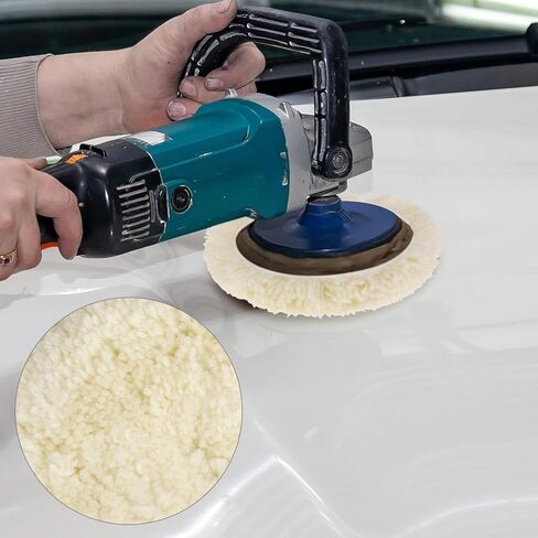 QWORK Wool Buffing Pad Kit, 3 Pcs 7 Inch Wool Polishing Pads, Polishing Wool Pads Kit, Low Linting Wool Pad, Natural Pad in Saudi Arabia