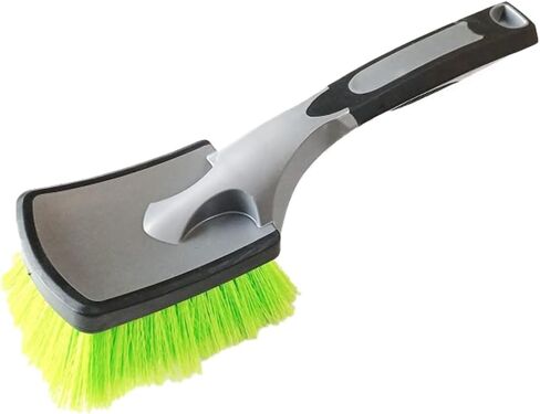 فرشاة تنظيف عجلات السيارة، فرشاة غسيل السيارة ذات شعيرات عالية الكثافة بمقبض قصير، فرشاة تنظيف الإطارات، فرش عجلات السيارات لتنظيف العجلات والسجاد (أخضر) in Kuwait
