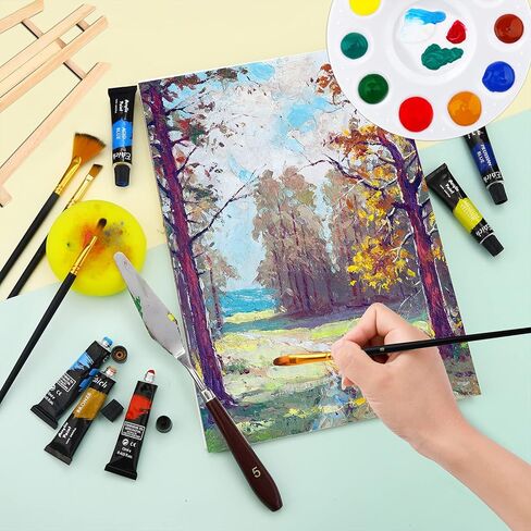 ESRICH Acrylic Painting Set with 1 Packs / 10 PCS Nylon Hair Brushes 12 Color Tubes (12ml, 0.4 oz) 1 PCS Paint Plate and 4 PCS Canvas for Acrylic Painting Artist Professional Kits in Saudi Arabia