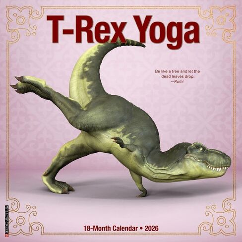 Willow Creek Press، تقويم حائط TRex Yoga 2026، 12 بوصة × 12 بوصة، تقويم 18 شهرًا مع رباط مُدبس in Kuwait