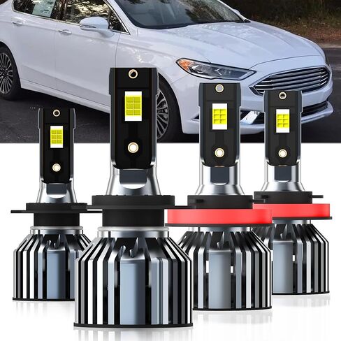 متوافق مع Ford Fusion 2006 2007 2008 2009 2010 2011 2012 2013 2014 2015 2016 2017 2018 مصابيح عالية الشعاع ومنخفضة الشعاع، عبوة من 4 قطع in Kuwait