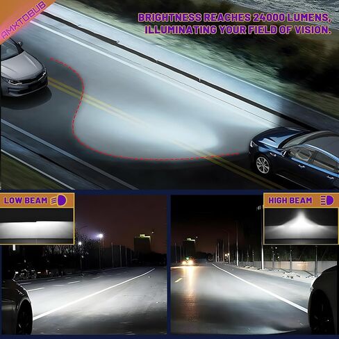 متوافق مع Ford Fusion 2006 2007 2008 2009 2010 2011 2012 2013 2014 2015 2016 2017 2018 مصابيح عالية الشعاع ومنخفضة الشعاع، عبوة من 4 قطع in Kuwait
