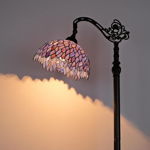 Floor Lamp Tiffany Style Gradient Green Stained Glass Arched Lamp 12X18X64 Inches Gooseneck Adjustable Corner Standing Reading Light Decor Bedroom Living Room in Saudi Arabia