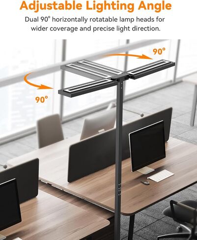 CHICLUX 80'' LED Floor Lamp, 120W Modern Free-Standing Lamp with 2 Adjustable Lamp Heads, Dimmable Eye Caring Floor Lamp for Living Room, Bedroom, Study Room, Office, 4000K Natural Daylight, Black in Saudi Arabia