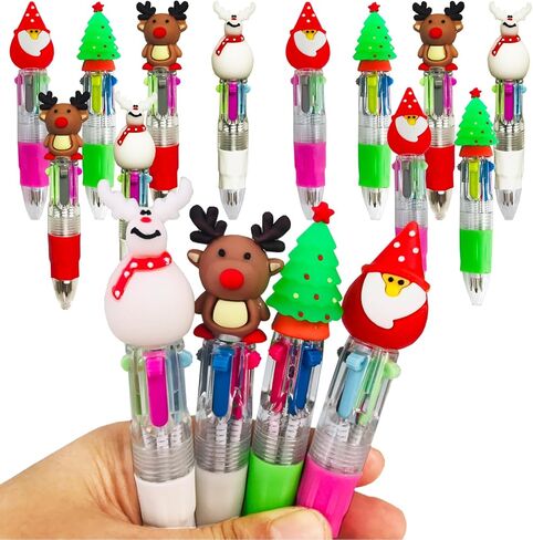 Mini Christmas Multicolor Pen in One 4-in-1 Cute Bulk Fun Pens Assorted Ink Kawaii Ballpoint Pens for Winter Holiday Office Home Supplies(Christmas Style 2) in Saudi Arabia