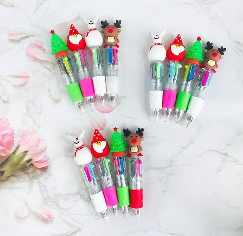 Mini Christmas Multicolor Pen in One 4-in-1 Cute Bulk Fun Pens Assorted Ink Kawaii Ballpoint Pens for Winter Holiday Office Home Supplies(Christmas Style 2) in Saudi Arabia
