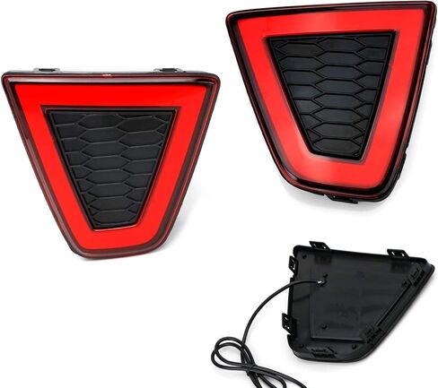 مصابيح عاكسة LED ذات عدسة حمراء من iJDMTOY متوافقة مع عدسات Honda FIT Pre-LCI 2015-2017، JDM Fluid Style، تعمل كمصابيح ضباب خلفية/أضواء تشغيل وأضواء فرامل in Saudi Arabia