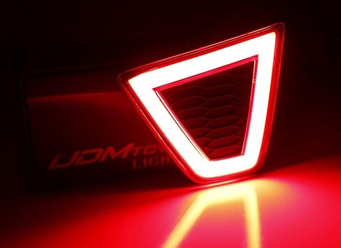 مصابيح عاكسة LED ذات عدسة حمراء من iJDMTOY متوافقة مع عدسات Honda FIT Pre-LCI 2015-2017، JDM Fluid Style، تعمل كمصابيح ضباب خلفية/أضواء تشغيل وأضواء فرامل in Saudi Arabia