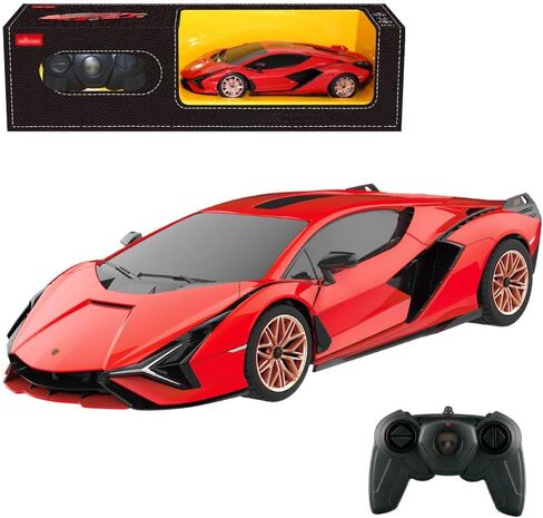 سيارة تحكم عن بعد بمقياس 1:24 لسيارة لامبورجيني سيان FKP 37، موديل 2.4 جيجا هرتز، سيارة سباق رياضية كهربائية هدية للبالغين والأطفال والأولاد والبنات - أحمر in Kuwait