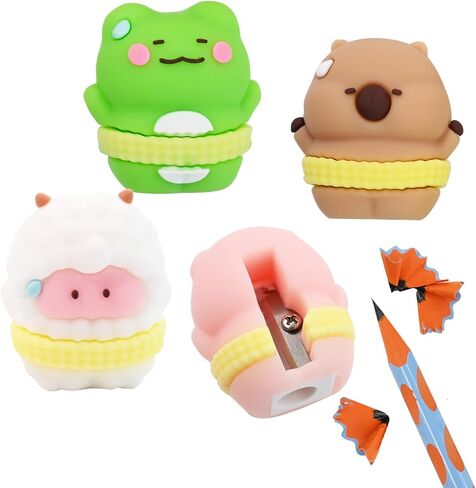 4 PCS Cute Cartoon Pencil Sharpeners, Kids Pencil Sharpener Manual, Handheld Pencil Sharpener, Funny Sharpener for Kids, Small Kawaii Stationary Lovely Gifts Novelty School Office Supplies in Saudi Arabia