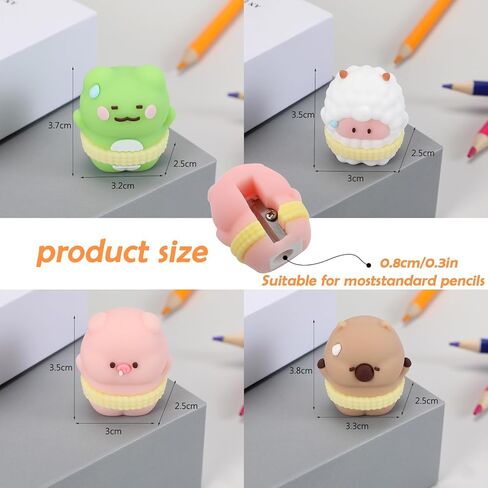 4 PCS Cute Cartoon Pencil Sharpeners, Kids Pencil Sharpener Manual, Handheld Pencil Sharpener, Funny Sharpener for Kids, Small Kawaii Stationary Lovely Gifts Novelty School Office Supplies in Saudi Arabia
