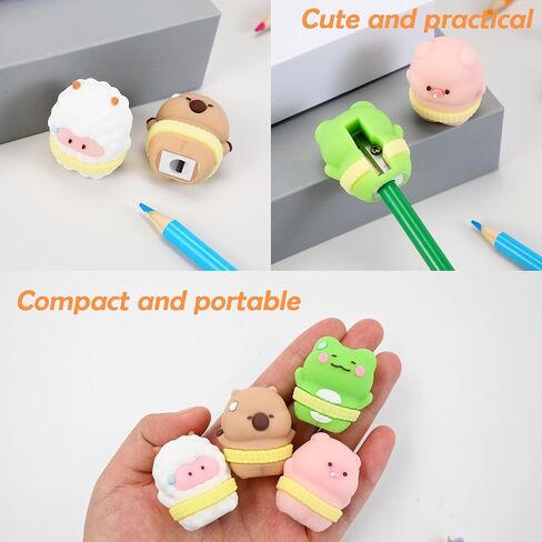 4 PCS Cute Cartoon Pencil Sharpeners, Kids Pencil Sharpener Manual, Handheld Pencil Sharpener, Funny Sharpener for Kids, Small Kawaii Stationary Lovely Gifts Novelty School Office Supplies in Saudi Arabia