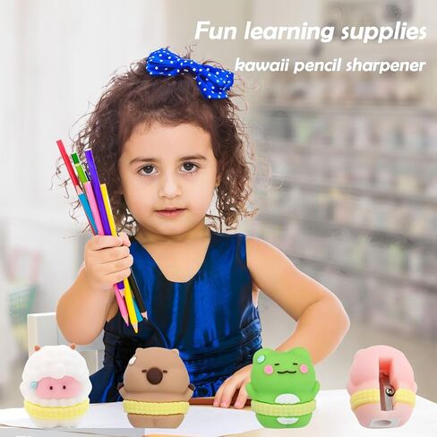 4 PCS Cute Cartoon Pencil Sharpeners, Kids Pencil Sharpener Manual, Handheld Pencil Sharpener, Funny Sharpener for Kids, Small Kawaii Stationary Lovely Gifts Novelty School Office Supplies in Saudi Arabia