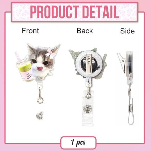 Cute Cat Matcha Badge Reel Retractable for Nurse Nursing RN CNA LPN – Funny Cat Meme ID Badge Holder with Alligator Clip & 24" Nylon Cord in Saudi Arabia