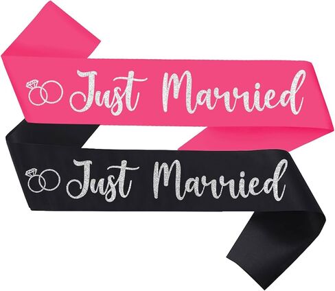 2 Pcs Bride to Be Sash and Groom to Be Sash Just Married Bachelorette Party Sashes for Wedding Bridal Shower Decorations Engagement Gifts,White Silver in Saudi Arabia