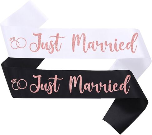 2 Pcs Bride to Be Sash and Groom to Be Sash Just Married Bachelorette Party Sashes for Wedding Bridal Shower Decorations Engagement Gifts,White Silver in Saudi Arabia