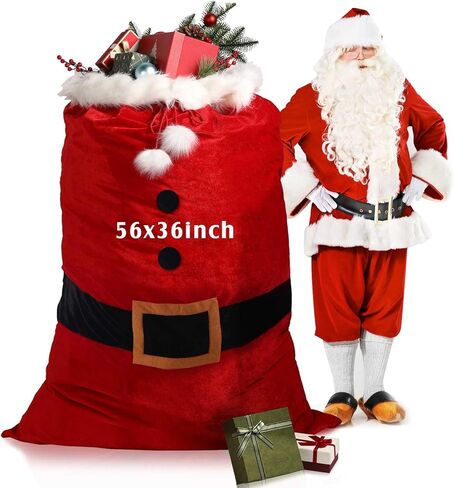 Treela Extra Large Christmas Santa Velvet Gift Bag 56 x 36 Inch Jumbo Red Sack with Cord Drawstring Santa Merry Christmas Wrap Giant Bags Xmas Costume for Xmas Presents Supply Holiday Wrapping in Saudi Arabia