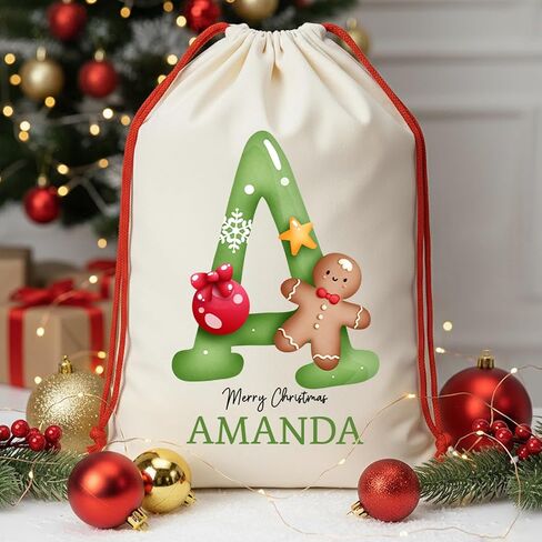 Noni Custom Christmas Santa Sack | Personalized Santa Sack with Initial & Name for Kids | Personalized Christmas Gift Bag | Monogrammed Drawstring Bag | Holiday Decor 5 in Saudi Arabia