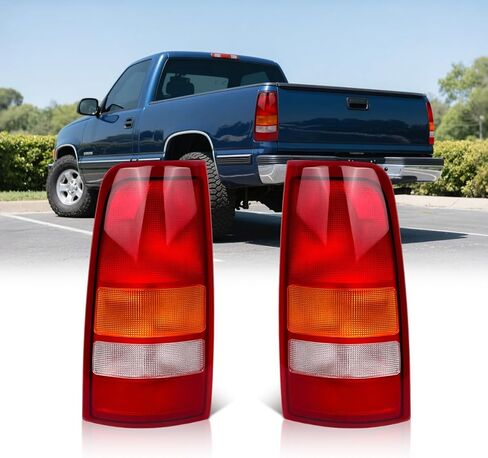 غطاء ضوء الذيل متوافق مع 1999-2002 Chevy Silverado 1500 2500 3500 99-06 GMC Sierra، مصباح الفرامل الخلفي للجانب الأيمن للراكب، المصابيح الخلفية تحل محل GM2801186، GM2801173 (بدون مصابيح/حزام) in Kuwait