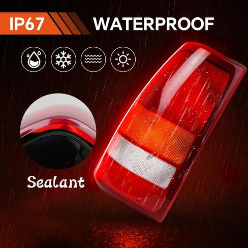 غطاء ضوء الذيل متوافق مع 1999-2002 Chevy Silverado 1500 2500 3500 99-06 GMC Sierra، مصباح الفرامل الخلفي للجانب الأيمن للراكب، المصابيح الخلفية تحل محل GM2801186، GM2801173 (بدون مصابيح/حزام) in Kuwait