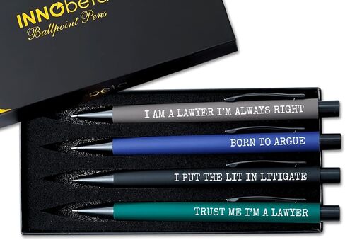 مجموعة أقلام حبر جاف من InnoBeta Lawyer Gifts مكونة من 4 قطع، هدايا مضحكة للمحامين للرجال، أدوات مكتبية لعيد المحامي، عيد الميلاد، عيد الميلاد - الأفضل على الإطلاق in Saudi Arabia