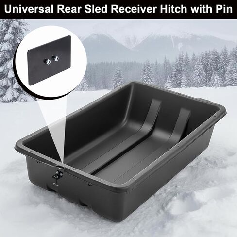 2 Pack Universal Rear Sled Receiver Hitch with Pin Heavy Duty Rear Snow Sled Tow Hitch Adapter for Linking Sleds, Alloy Steel Powder Coated (Black) in Saudi Arabia