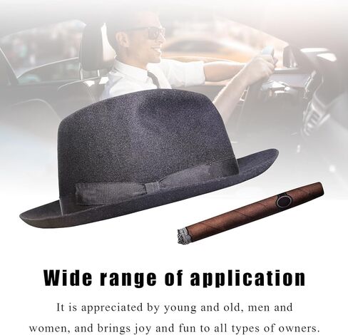 Fedora and Cigar Window Decal, Funny Driving Fake with Hat and Cigar Car Stickers, Waterproof Driving Crooner Decals for Vehicle Window Windshield, Car Decor Accessories (Style B) in Kuwait
