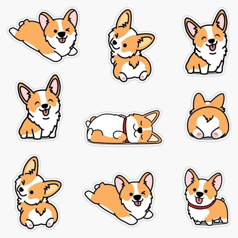 Kawaii Corgi Vinyl Waterproof Sticker Decal Car Laptop Wall Window Bumper Sticker 5" in Saudi Arabia