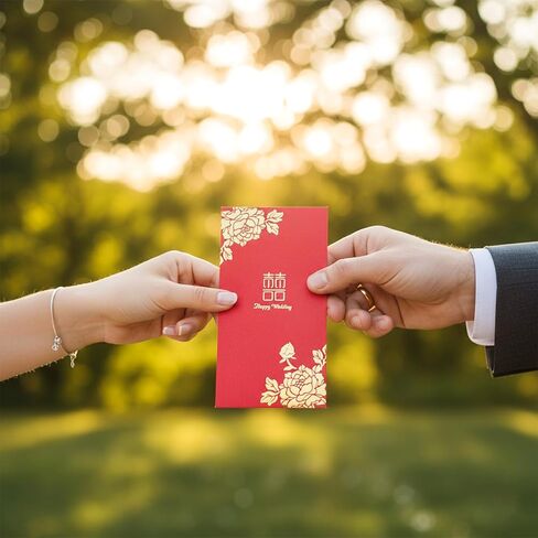 Chinese Red Envelopes for Wedding, 10 PCS Traditional Double Happiness Red Packets Lucky Money Envelopes of Chinese Xi Glittery Hong Bao Money Pocket with Floral Prints for Chineses Wedding Accessory in Kuwait