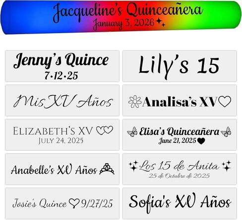 75 ملصقًا مخصصًا من Quinceanera للعصي المتوهجة المخصصة، ملصقات عصا إسفنجية، لاصق قوي، مثالي لهدايا وديكورات الحفلات in Saudi Arabia