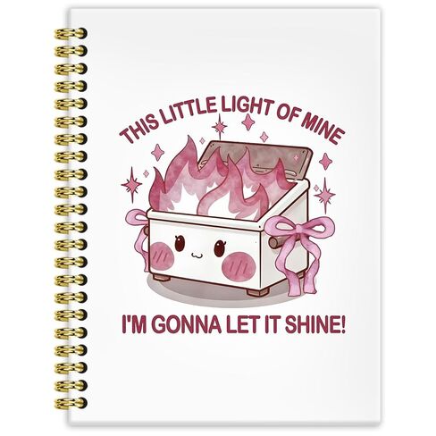BRRNYOI Pink Dumpster Fire Notebook Journal 5.5x8.3. Funny Notebooks for Work, Work Office Humor Gifts for Coworkers, This Little Light of Mine Dumpster Fire Spiral Notebooks for Note Taking in Saudi Arabia