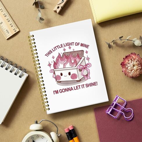 BRRNYOI Pink Dumpster Fire Notebook Journal 5.5x8.3. Funny Notebooks for Work, Work Office Humor Gifts for Coworkers, This Little Light of Mine Dumpster Fire Spiral Notebooks for Note Taking in Saudi Arabia