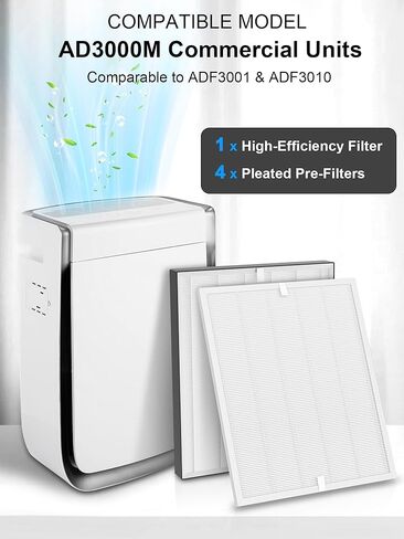 3000 Replacement Filters Compatible with Air Doctor 3000M Commercial Units 3000, Includes 1 High-Efficiency Filter and 4 Pleated Pre-Filters, Comparable to Part # ADF3001, ADF3010 in Kuwait