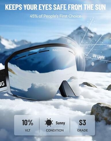 نظارات التزلج على الجليد للرجال والنساء والشباب - نظارات OTG للتزلج على الجليد مضادة للضباب - شفافة بنسبة 80% in Kuwait