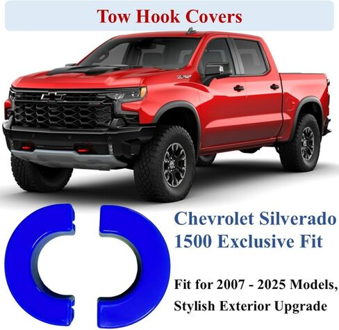 Tow Hook Covers for Silverado 1500 2007-2025, Hitch Cover Front Customized Car Tow Hooks Compatible with Chevrolet Silverado 1500 Accessories 2007-2025 (Blue) in Saudi Arabia